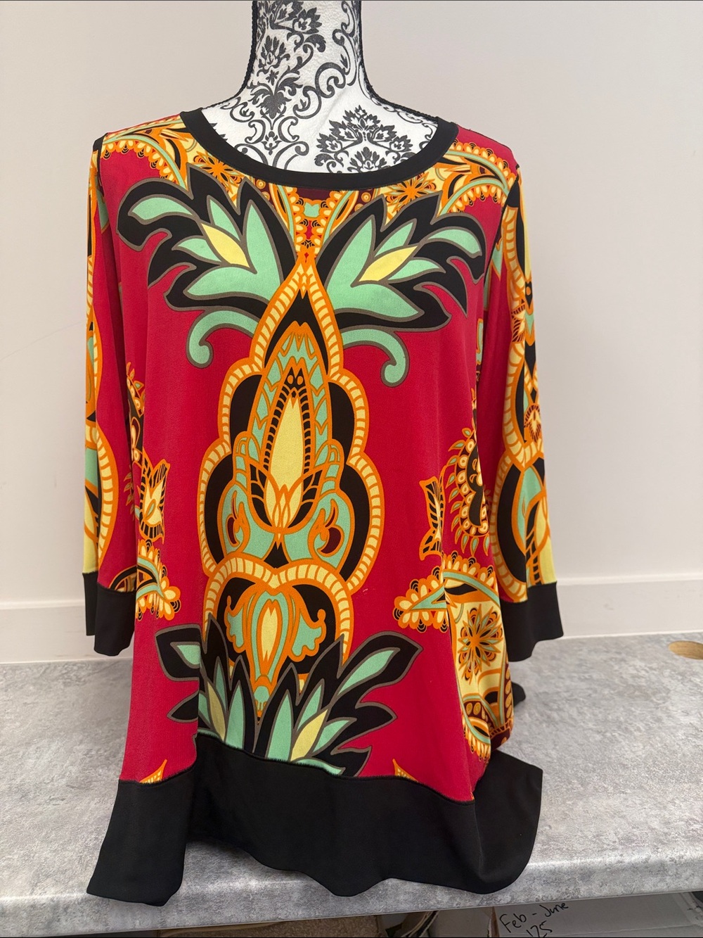 Eva Varro Large Abstract Art Print Tunic Top Made in USA sz L